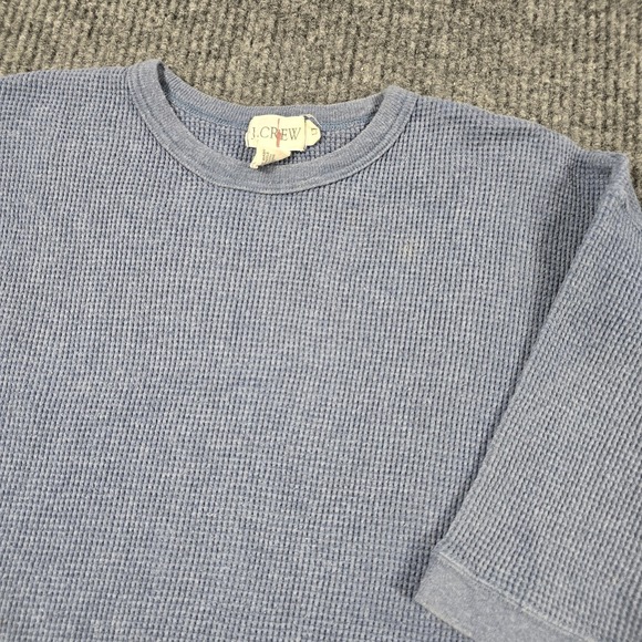 J Crew Shirt Men Large Tall LT Blue Waffle Knit Short Sleeve Crewneck Oarsman - Picture 1 of 12